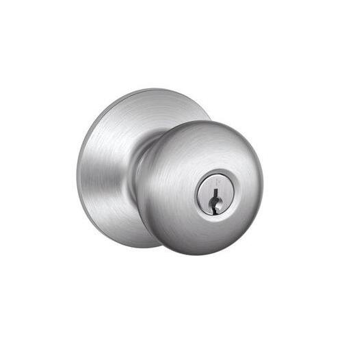 Schlage F51A PLY 626 PLY 626 Grade 2 Plymouth Entry Knob Lockset, Dual Option Deadlatch, KA2, Adjustable Backset, Satin Chrome