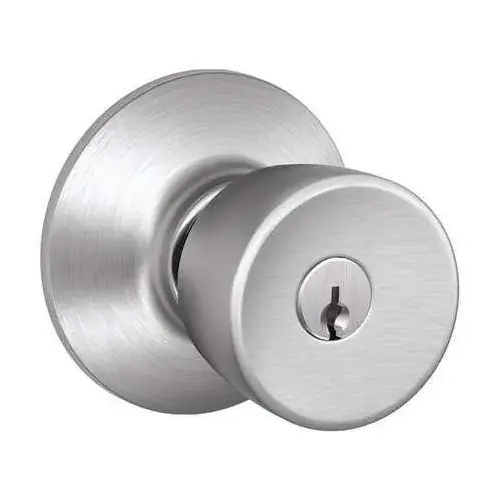 Bell Knob Keyed Entry Lock C Keyway with 16211 Latch and 10063 Strike Satin Chrome Finish