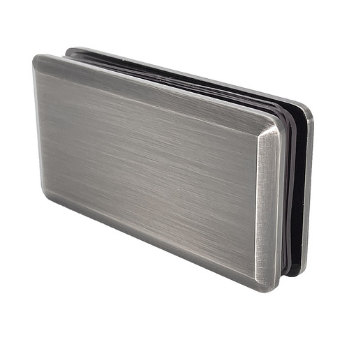 Premier Beveled Glass-to-Glass Clip 180 Degree Brushed Pewter
