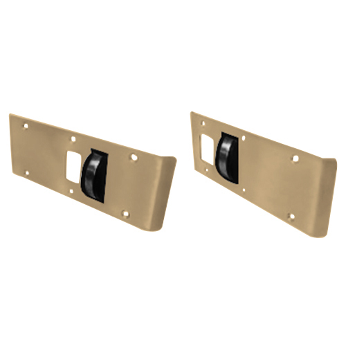 Combo Double Lipped Strike And Rescue Stop For Center Hung Door Bright Brass
