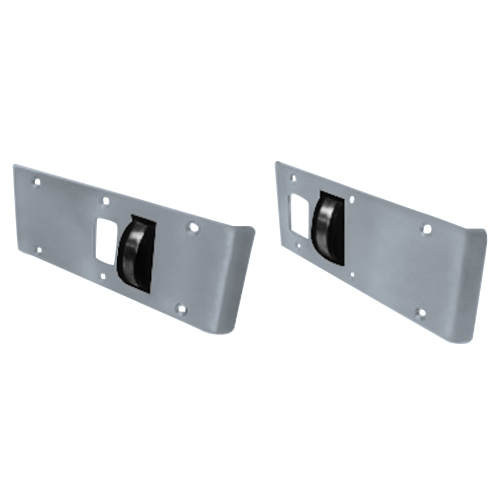 International Door Closers CR4550/CR4591-US32 Combo Double Lipped Strike And Rescue Stop For Center Hung Door Bright Stainless Steel