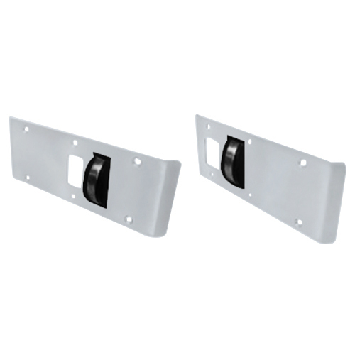 International Door Closers CR4550/CR4591-US32D Combo Double Lipped Strike And Rescue Stop For Center Hung Door Satin Stainless Steel
