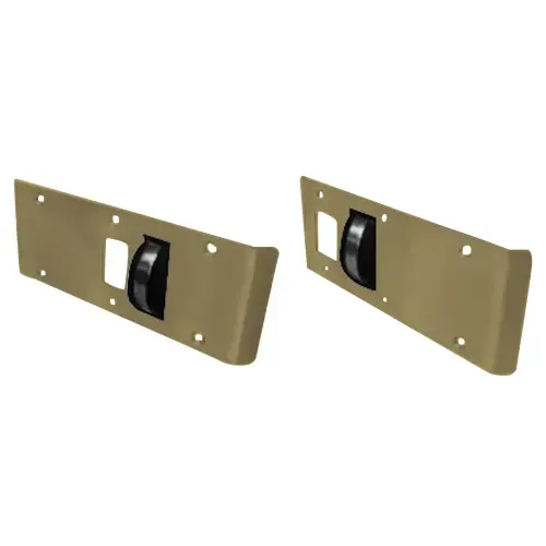 Combo Double Lipped Strike And Rescue Stop For Center Hung Door Satin Brass