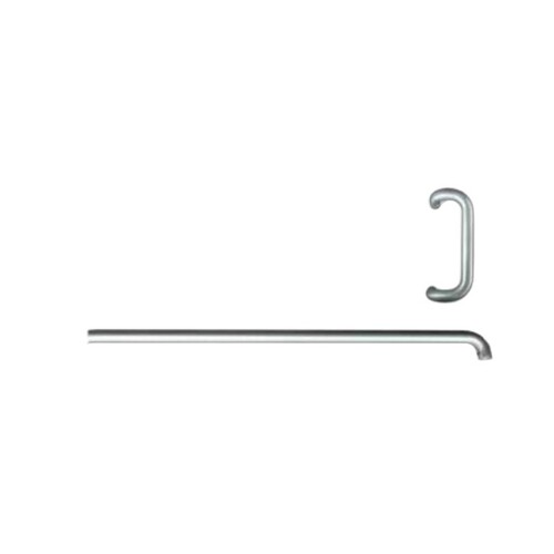 Offset Pull Handle And Push Bar Set Single Bend 12" Handle With 33-1/16" Bar Anodized Dull Aluminum