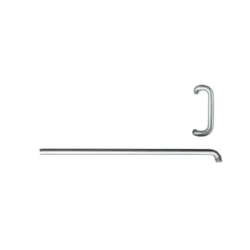 Offset Pull Handle And Push Bar Set Single Bend 10" Handle With 39-1/16" Bar Anodized Dull Aluminum