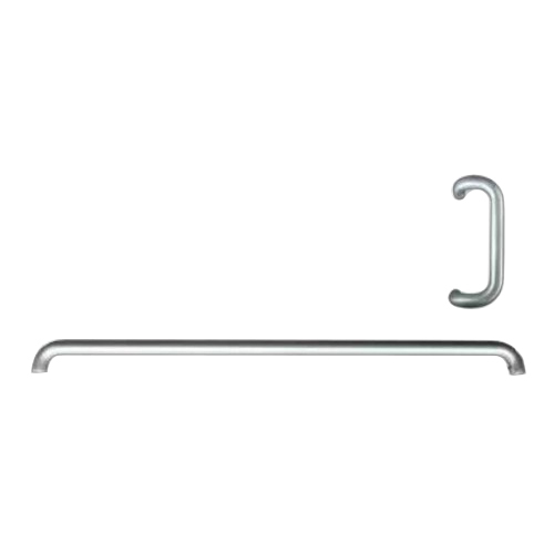 Offset Pull Handle And Push Bar Set Double Bend 10" Handle With 33-1/16" Bar Anodized Dull Aluminum