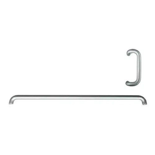 Offset Pull Handle And Push Bar Set Double Bend 12" Handle With 39-1/16" Bar Anodized Dull Aluminum