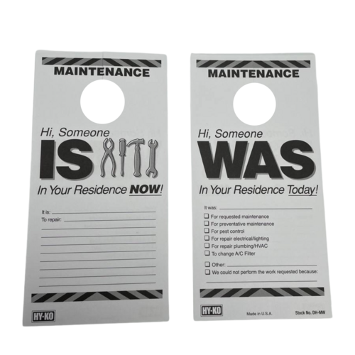 HY-KO PRODUCTS DH-MW 7 in. x 3-1/2 in. Paper Reversible Maintenance Door Hang Tag Black Pack of 50