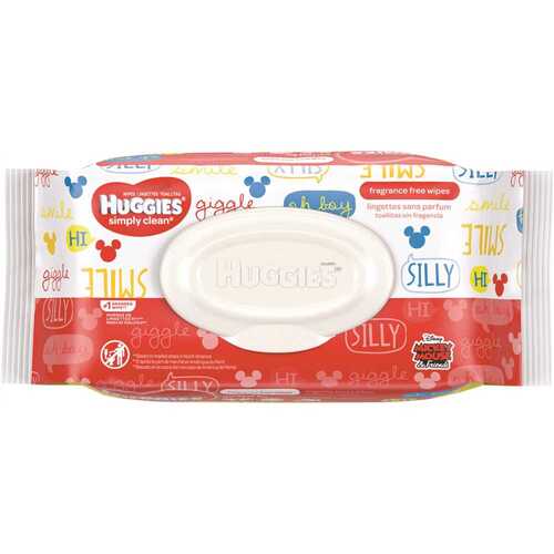 HUGGIES 48749 Simply Clean Fragrance-Free Baby Wipes, Soft Pack (, 576 Sheets Total), Alcohol-Free, Hypoallergenic