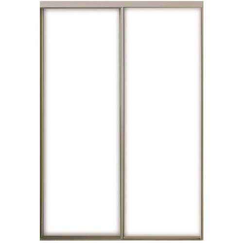 47 in. x 96 in. Aspen White Gloss Painted Steel Frame Prefinished White Hardboard Interior Sliding Closet Door