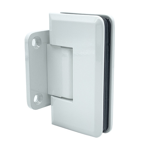 Adjustable Majestic Series Glass-To-Wall Mount Hinge With Short Back Plate Gloss White