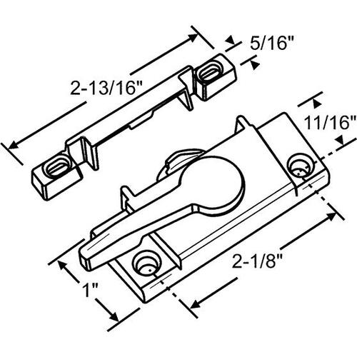 Sash Lock And Keeper White 2-1/8in Hole Centers