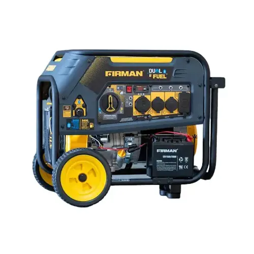 Hybrid Portable Generator, 50 A, 120/240 VAC, Gasoline, Liquid Propane, 8 gal Tank, 12 hr Run Time Black/Yellow