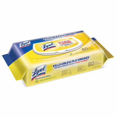 LYSOL 1920099716 Disinfecting Wipes Lemon & Lime Blossom Scent 80 ct