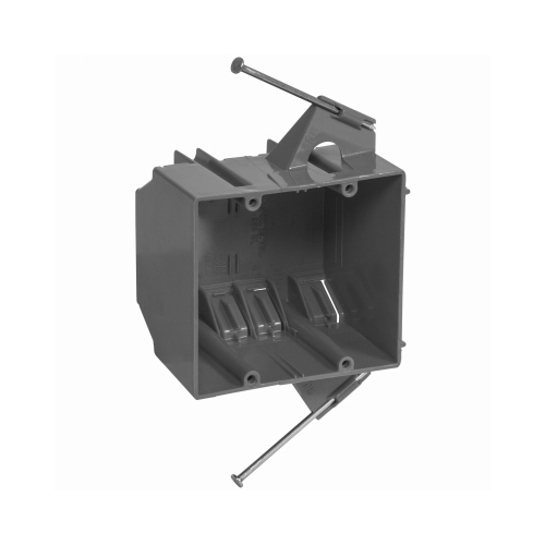 GB BOX-ND32 BOX-ND32 Switch/Outlet Box, Standard Outlet, 2-Gang, 8-Knockout, PVC, Gray, In-Wall, Nail Mounting