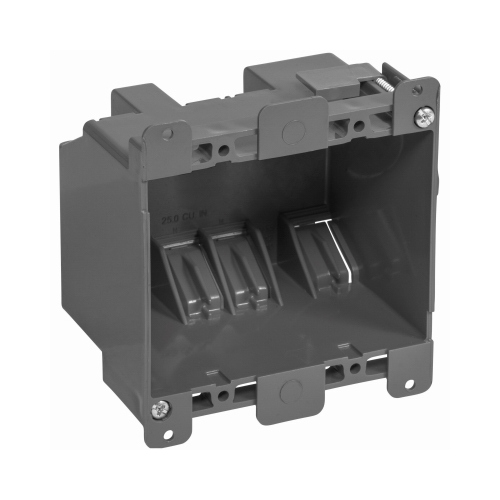 BOX-RD25 Switch/Outlet Box, Standard Outlet, 2-Gang, 6-Knockout, PVC, Gray, In-Wall Mounting