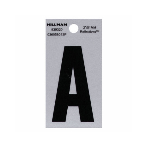 Letter 2" Reflective Black Mylar Self-Adhesive A - pack of 6