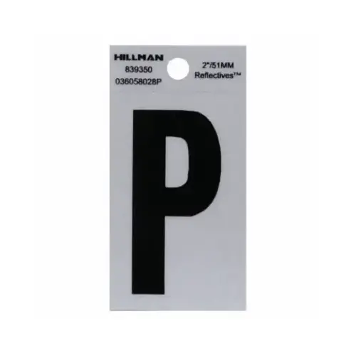 Letter 2" Reflective Black Vinyl Self-Adhesive P