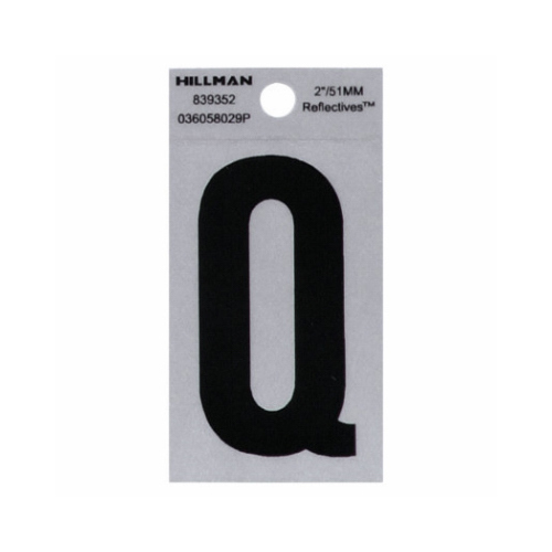 Letter 2" Reflective Black Vinyl Self-Adhesive Q