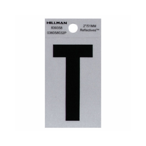 Letter 2" Reflective Black Mylar Self-Adhesive T