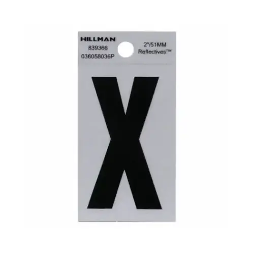 Letter 2" Reflective Black Vinyl Self-Adhesive X