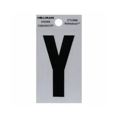 Letter 2" Reflective Black Mylar Self-Adhesive Yes - pack of 6