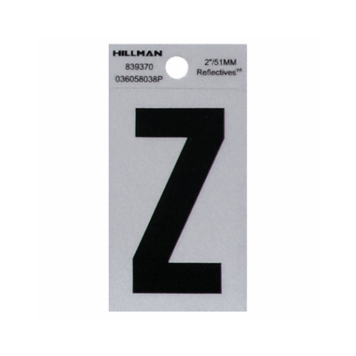 Letter 2" Reflective Black Mylar Self-Adhesive Z - pack of 6