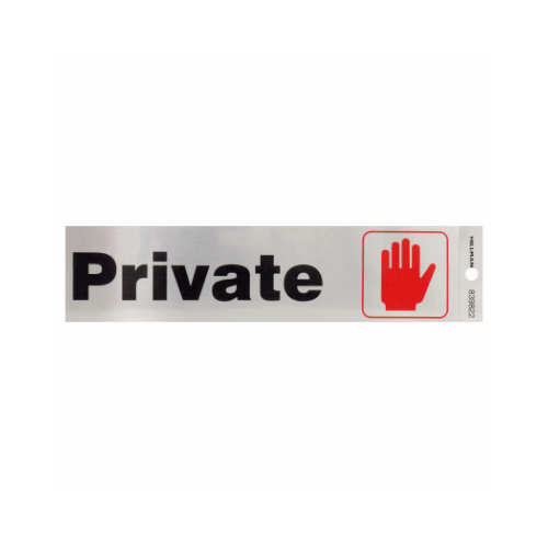 Decal English Silver Private 2" H X 8" W - pack of 6