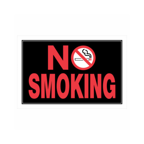 Sign English Black No Smoking 8" H X 12" W - pack of 6