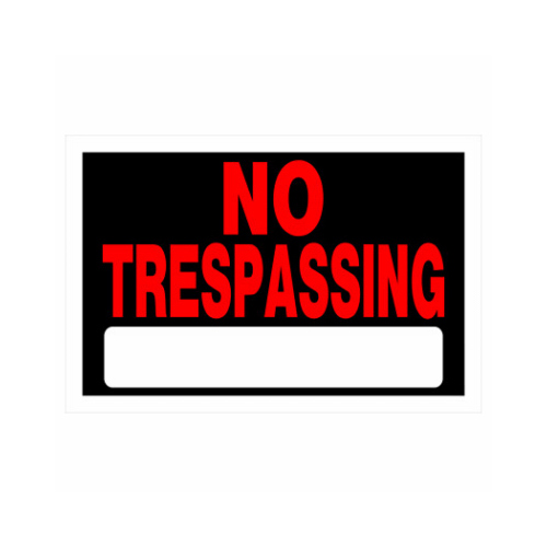 Sign English Black No Trespassing 8" H X 12" W - pack of 6