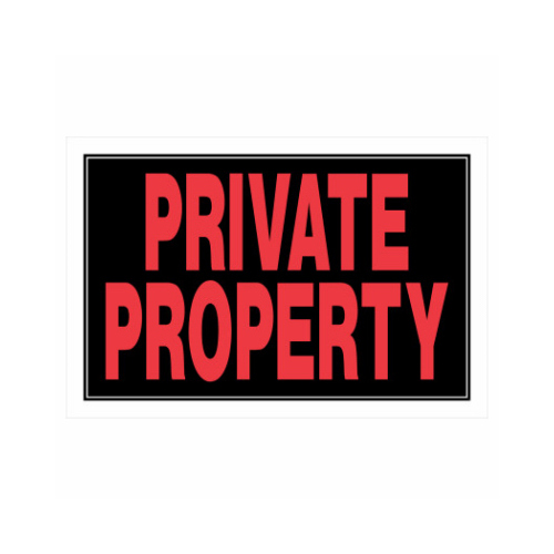 Sign English Black Private Property 8" H X 12" W - pack of 6