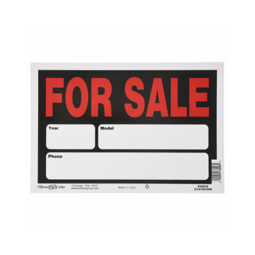 Sign English Black Auto For Sale 8" H X 12" W