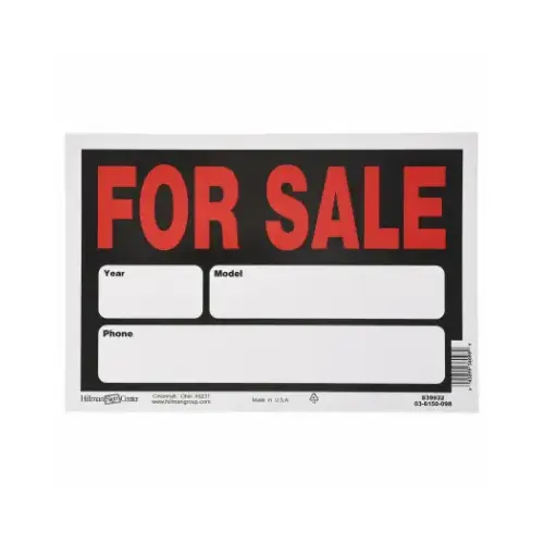 Sign English Black For Sale 8" H X 12" W - pack of 6