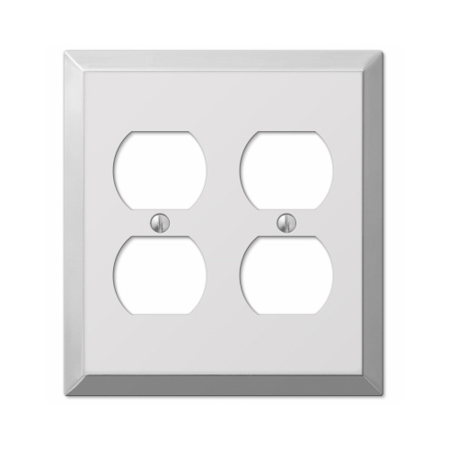 Wall Plate Century Polished Chrome Light Gray 2 gang Stamped Steel Duplex Outlet Polished Chrome