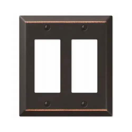 Wall Plate Chelsea Brushed Nickel Gray 2 gang Stamped Steel Rocker/Toggle Brushed Nickel