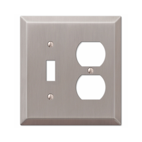 Wall Plate Century Brushed Nickel Gray 2 gang Stamped Steel Duplex/Toggle Brushed Nickel