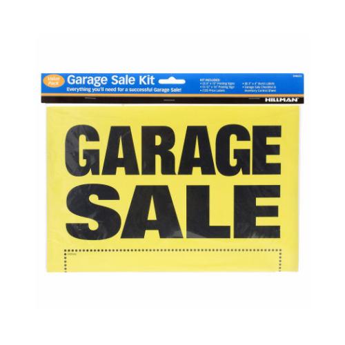 Sign Kit English Yellow Garage Sale 8" H X 12" W - pack of 5