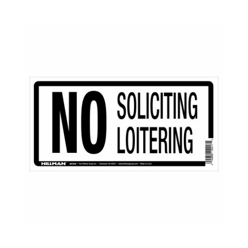 Sign English White No Soliciting 5" H X 10" W - pack of 6