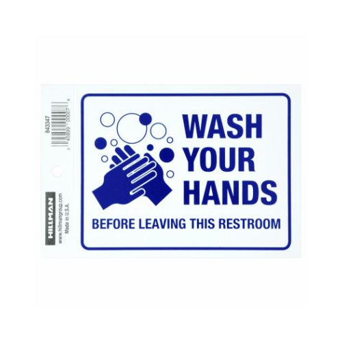 Decal English White Restroom 4" H X 6" W - pack of 6