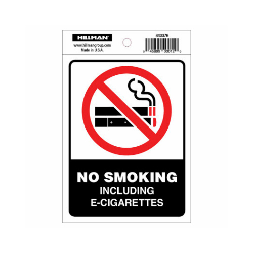 Decal English White No Smoking 4" H X 6" W - pack of 6