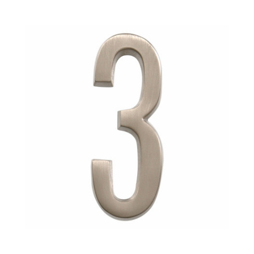 Number Distinctions 4" Silver Brushed Nickel Self-Adhesive 3 - pack of 3