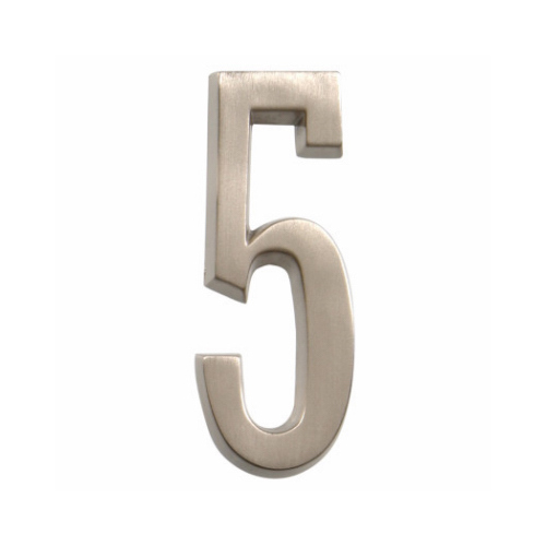 Number Distinctions 4" Silver Brushed Nickel Self-Adhesive 5