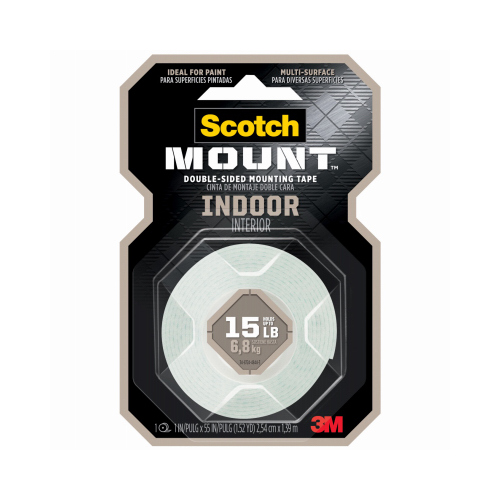 Mounting Tape Scotch-Mount Double Sided 1" W X 55" L White White