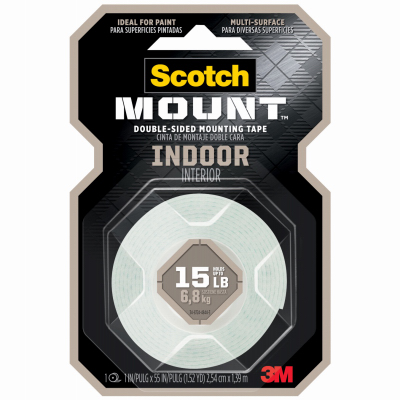 3M 214H Mounting Tape Scotch-Mount Double Sided 1" W X 55" L White White