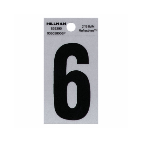 Number 2" Reflective Black Mylar Self-Adhesive 6