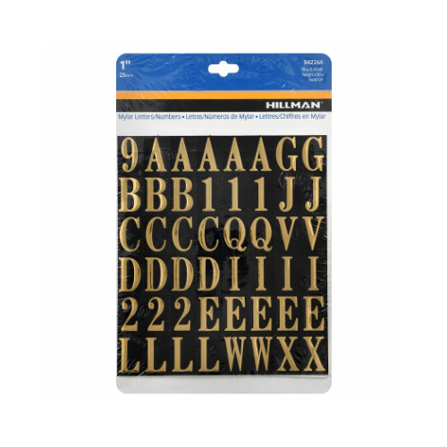 Hillman 842266 Letter and Number Set 1" Gold Mylar Self-Adhesive 0-9, A-Z