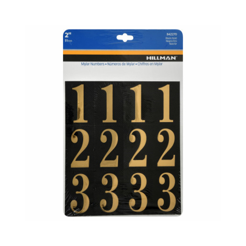 Number Set 2" Gold Vinyl Self-Adhesive 0-9 Glossy