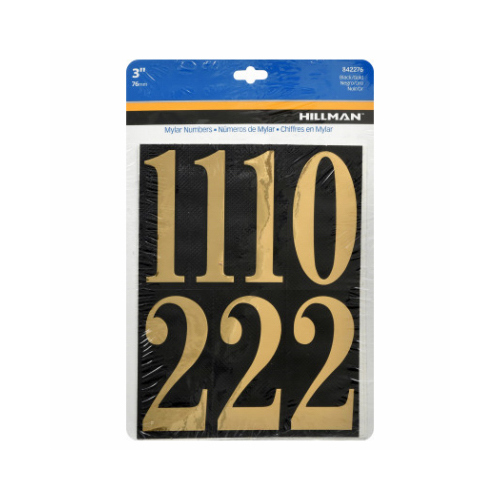 Number Set 3" Reflective Gold Mylar Self-Adhesive 0-9