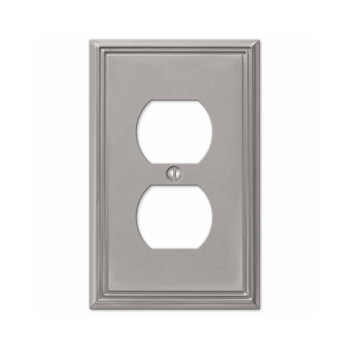 Amertac 77TDBN Metro Line Outlet Wallplate, 4-7/8 in L, 3 in W, 1 -Gang, Metal, Brushed Nickel, Wall Mounting