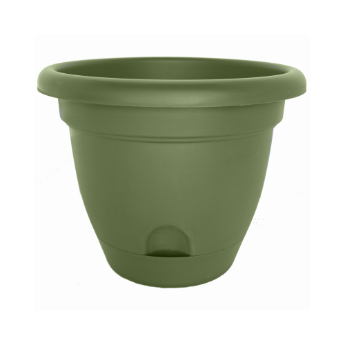 Ariana Self Watering Planter with Saucer, Plastic, Living Green, 14-In.